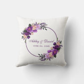 Coussin Mariage violet pourpre floral de guirlande (Verso)