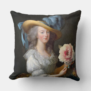 Coussin Marie Antoinette avec une pivoine rose