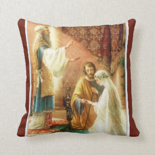 Coussin Marié catholique vintage de jeune mariée de Vierge