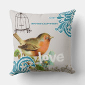 Coussin Mariée à tout jamais sarcelle corail gris oiseau m (Verso)