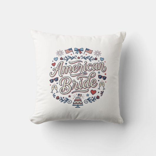 Coussin Mariée Américaine Création Vectorielle De Mariage  (Recto)