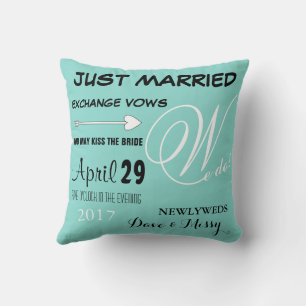 Coussin Mariée Bleu sarcelle Tout juste mariés Nous le vou