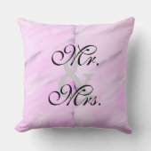 Coussin Mariée Epoux Violet Blanc Aquarelle Réversible (Recto)