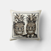 Coussin Mariée et marié Tête de Tiki d'ananas Aloha Mariag (Verso)