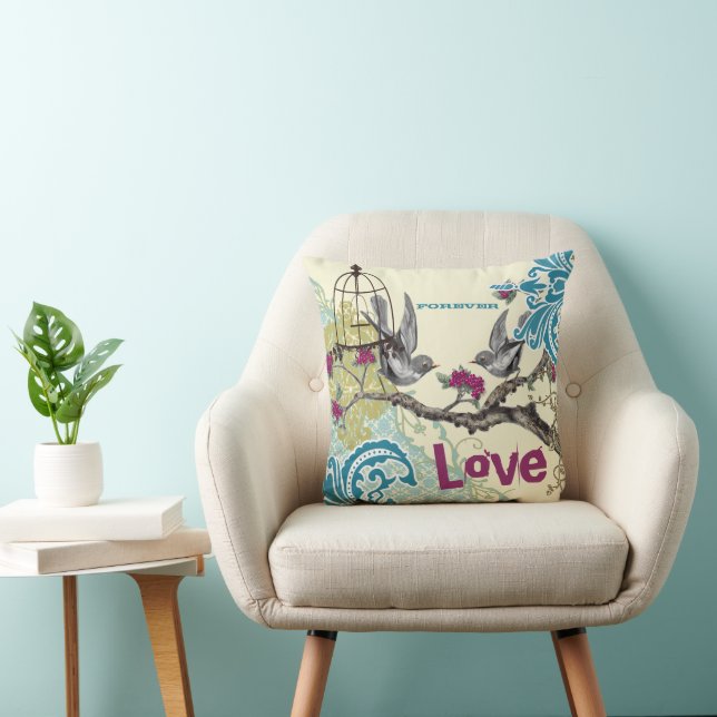 Coussin Mariée Everafter Cage à oiseaux sarcelle citron et (Chaise)