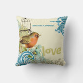 Coussin Mariée Everafter Teal Lime & Corail Oiseau Cage à  (Verso)