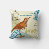 Coussin Mariée Everafter Turquoise Corail Lime Oiseau Mign (Recto)