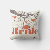 Coussin Mariée Lèvres Violet Corail Gris Zig Zag Floral (Recto)