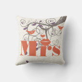 Coussin Mariée Mme Lèvres Corail Violet Gris Zig Zag Flora (Verso)