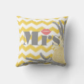 Coussin Mariée Mme Lips Grey Peach et Jaune Zig Zag (Verso)