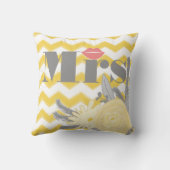 Coussin Mariée Mme Lips Grey Peach et Jaune Zig Zag (Verso)