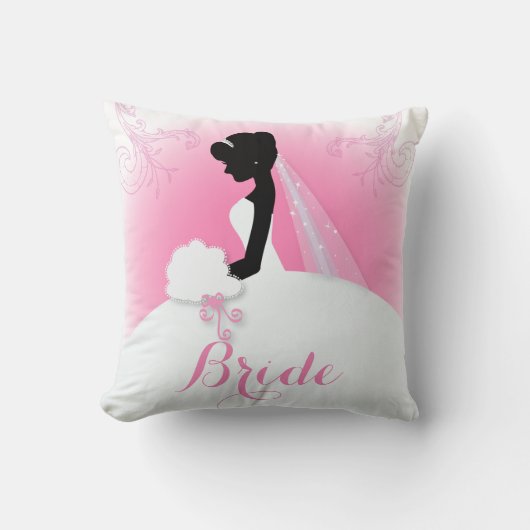 Coussin Mariée Mme Right Pink mariée silhouette (Recto)