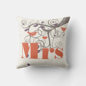 Coussin Mariée Mme Violet Orange Corail Gris Arbre Zig Zag (Verso)