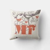 Coussin Mariée Moustachu Corail Violet Gris Zig Zag Floral (Verso)