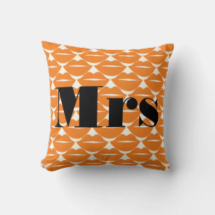 Coussin Mariée Orange et ivoire Mme Lips Motif