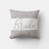 Coussin Mariée Parties scintillant Argent Mariage élégant (Recto)