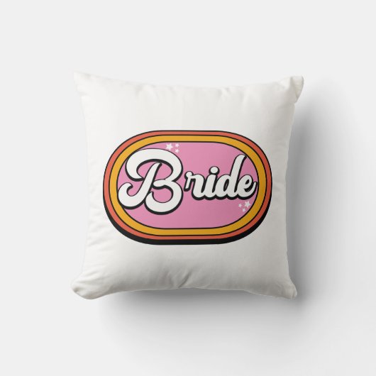 Coussin Mariée rétro - Typographie les années 70 mariée ré (Recto)