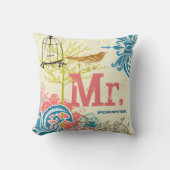 Coussin Mariée Turquoise Damask Inséparable Birdcage M. Fo (Recto)