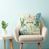 Coussin Mariée Turquoise verte Damask Bird Birdcage Mme Fo (Chaise)