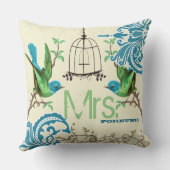 Coussin Mariée Turquoise verte Damask Bird Birdcage Mme Fo (Verso)