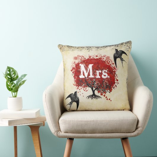 Coussin Mariées personnalisées Arbre à feuilles de coeur r (Chaise)