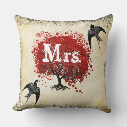 Coussin Mariées personnalisées Arbre à feuilles de coeur r (Recto)