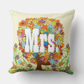 Coussin Mariées personnalisées Corail et Aqua Flower Tree (Recto)