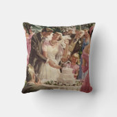 Coussin Mariés de mariage vintage coupent le gâteau (Verso)