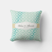 Coussin Mariés en Damassé Sarcelle (Recto)
