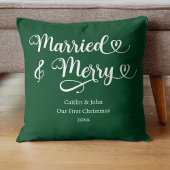 Coussin Mariés et Joyeux Premier Noël des Jeunes Mariés Ve