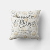 Coussin Mariés, Joyeux 1er Noël Jeunes Mariés Ornement Dor (Verso)