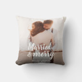 Coussin Mariés & Joyeux Mariage Merci Noël Photo (Recto)