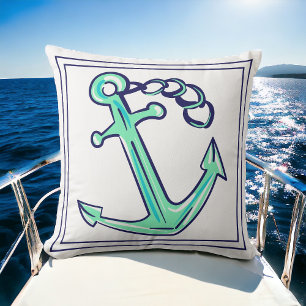 Coussin Marine Ancre verte Bateau nautique Côté