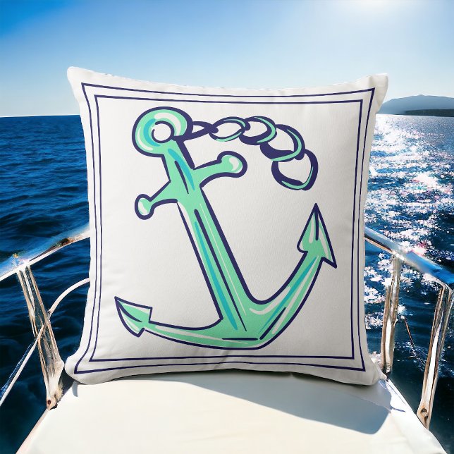 Coussin Marine Ancre verte Bateau nautique Côté (Créateur téléchargé)