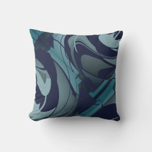 Coussin Marine aux formes de torrents gris Turquoise clair
