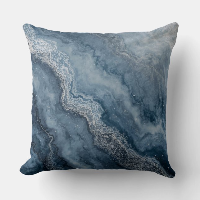 Coussin Marine bleu gris clair bleu blanc contemporain (Recto)