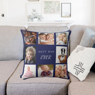 Coussin Marine bleu père personnalisé photo collage