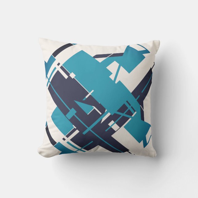 Coussin Marine Bleue turquoise sur l'art Abstrait diagonal (Recto)