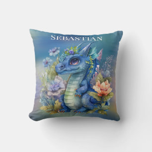 Coussin Marine Blue Dragon Boy Baby shower Cadeau
