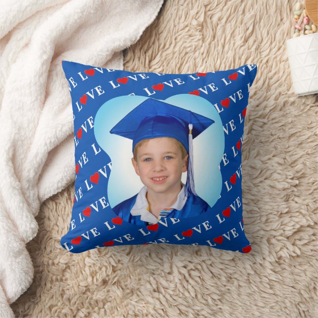 Coussin Marine Blue LOVE Retro Élégant (Couverture)