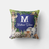 Coussin Marine Blue nouveau bébé garçon mignon nom de la j (Recto)
