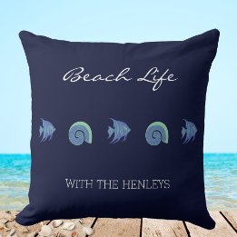 Coussin Marine Blue Sea Shops Poisson Nom de famille Beach