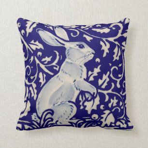 Coussin Marine Blue White Alert Rabat Lièvre Chinoiserie A
