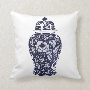 Coussin Marine Blue White Hamtons Montauk Ginger Jar Vase