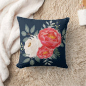 Coussin Marine botanique, rouge et ivoire floraux (Couverture)