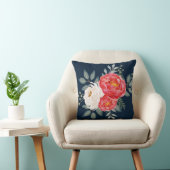 Coussin Marine botanique, rouge et ivoire floraux (Chaise)