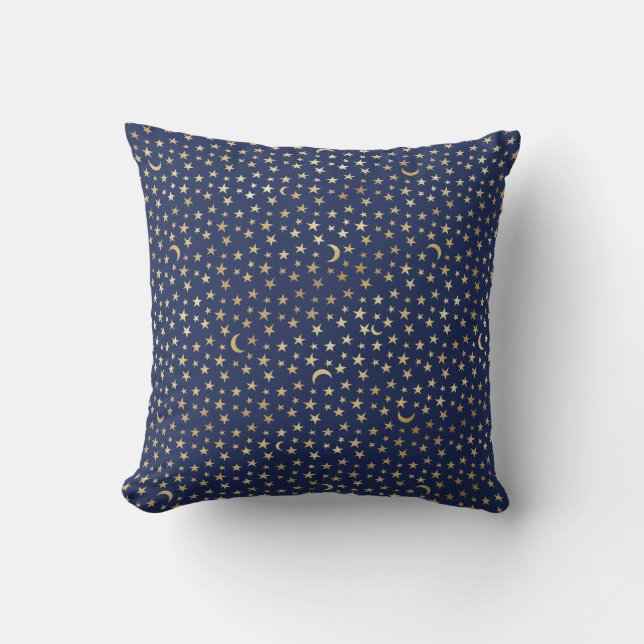 Coussin Marine et Gold Moon et étoiles (Recto)