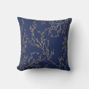 Coussin Marine et Gold Vines