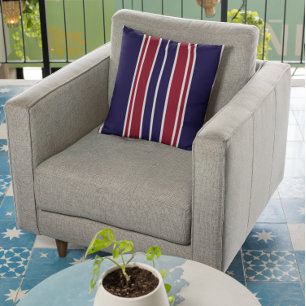 Coussin Marine et Red Stripes