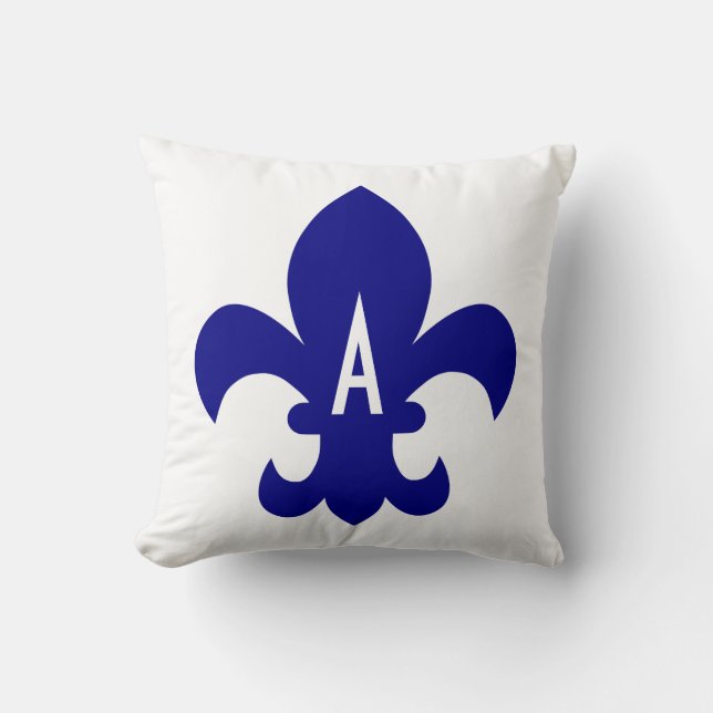 Coussin Marine Fleur de Lis Monogram (Recto)
